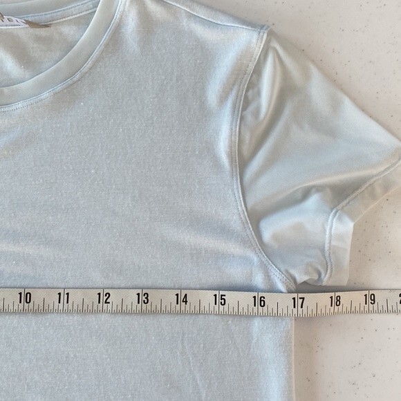 Athleta Cloudlight Hybrid Tee Ethereal Blue Mesh Short Sleeve Lightweight Soft - Picture 10 of 13